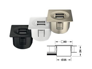 Connettori USB Quadrati Per Scrivania Vari Colori